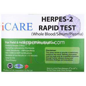 iCare 単純ヘルペスウイルス2型検査キット,箱表面情報