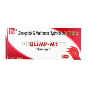 グリンプ M、グリメピリド 1 mg/ メトホルミン500 mg 箱