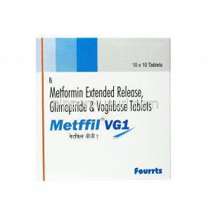 メトフィル VG (グリメピリド/ メトホルミン/ ボグリボース) 1mg 箱