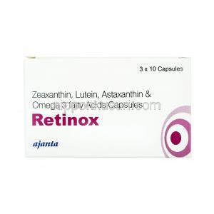 レチノックス (ルテイン/ ゼアキサンチン/ アスタキサンチン/ オメガ3脂肪酸) 箱