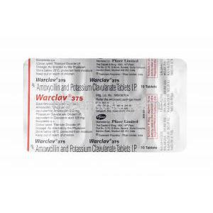 ワークラフ (アモキシシリン/ クラブラン酸) 375mg 錠剤裏面
