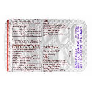 アルシプロ (シプロフロキサシン) 500mg 錠剤裏面
