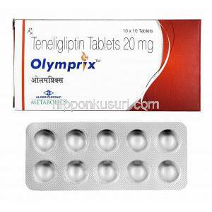 オリンプリックス (テネリグリプチン) 箱、錠剤