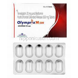 オリンプリックス M ,メトホルミン/ テネリグリプチン500mg,　箱,シート