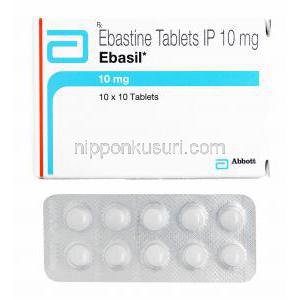 エバシル (エバスチン) 10mg 箱、錠剤