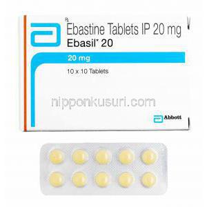 エバシル (エバスチン) 20mg 箱、錠剤