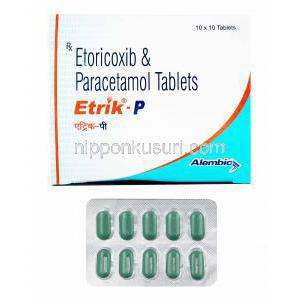 エトリック P (エトリコキシブ/ アセトアミノフェン) 箱、錠剤