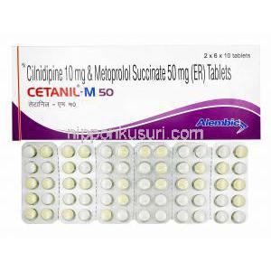 セタニール M (シルニジピン/ メトプロロール) 箱、錠剤