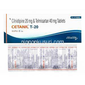 セタニール T (シルニジピン/ テルミサルタン) 20mg 箱、錠剤