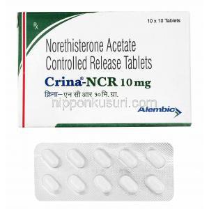 クリナ NCR (ノルエチステロン) 10mg 箱、錠剤