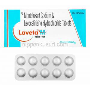 ラベタ M (レボセチリジン/ モンテルカスト) 箱、錠剤