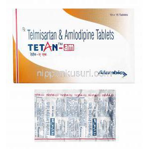 テタン-AM (テルミサルタン/ アムロジピン) 40mg 箱、錠剤