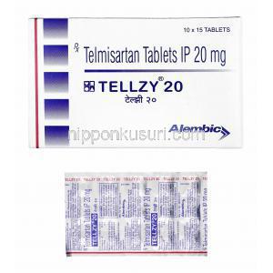テルジー (テルミサルタン) 20mg 箱、錠剤