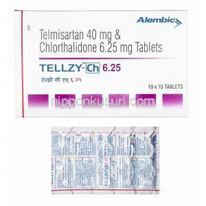 テルジー CH (テルミサルタン 40mg/ クロルタリドン 6.25mg) 箱、錠剤
