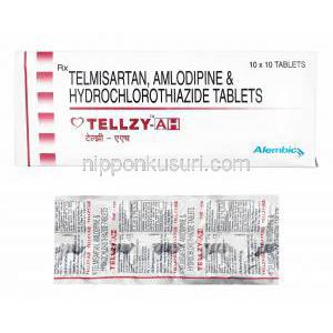 テルジー AH (テルミサルタン/ アムロジピン/ ヒドロクロロチアジド) 箱、錠剤