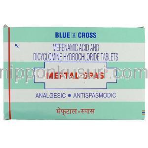 メフェナム酸 / ジサイクロミン配合, Meftal Spas,  250mg   10mg 錠 箱