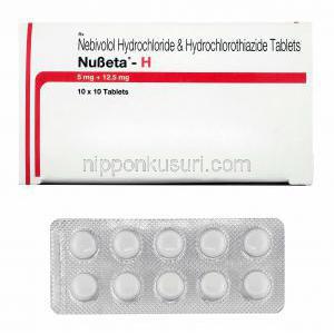 ヌベタ H (ネビボロール/ ヒドロクロロチアジド) 箱、錠剤