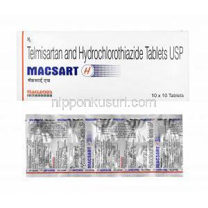 マックサート H (テルミサルタン/ ヒドロクロロチアジド) 箱、錠剤