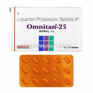 オムニタン (ロサルタン) 25mg 箱、錠剤