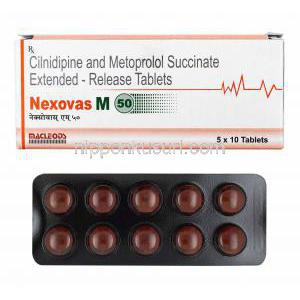 ネクソバス M (シルニジピン/ メトプロロール) 箱、錠剤