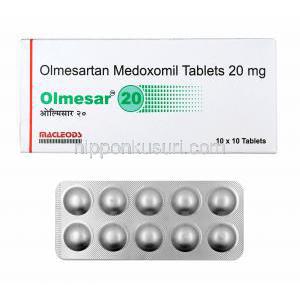 オルメサール (オルメサルタン) 20mg 箱、錠剤