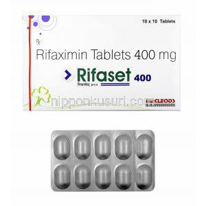 リファセット (リファキシミン) 400mg 箱、錠剤