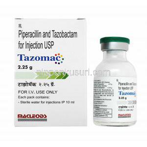 タゾマック 注射 (ピペラシリン/ タゾバクタム) 2.25g 箱、バイアル