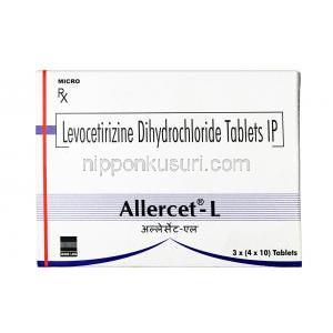 アラセット L,レボセチリジン 5 mg, 錠剤, 箱表面