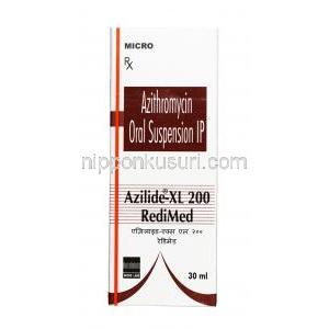 アジライド XL  レディミックス 経口懸濁液,  アジスロマイシン  5mlあたり200 mg ,  経口懸濁液 30ml , 箱表面