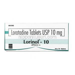 ロリノール ,  ロラタジン　10 mg,錠剤, 箱表面