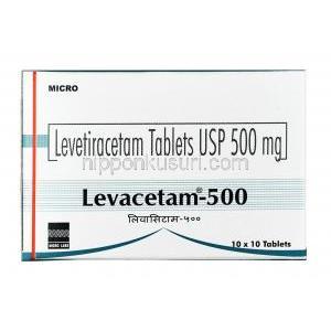レバセタム, レベチラセタム 500 mg, 錠剤, 箱