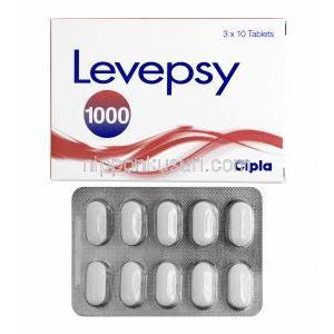 レベプシー (レベチラセタム) 1000mg 箱、錠剤
