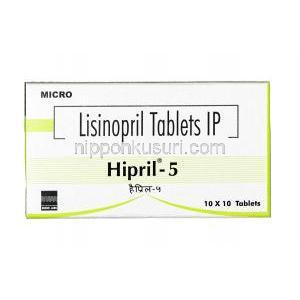 ハイプリル, リシノプリル 5 mg, 錠剤, 箱表面