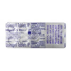 ハイプリル, リシノプリル 5 mg, 錠剤, シート情報