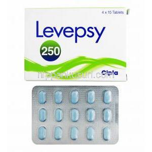 レベプシー (レベチラセタム) 250mg 箱、錠剤