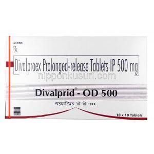 ディバルプリド OD,  ジバルプロエクス 500 mg, 錠（徐放性錠）,箱表面