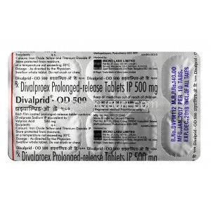 ディバルプリド OD,  ジバルプロエクス 500 mg, 錠（徐放性錠）,　シート情報