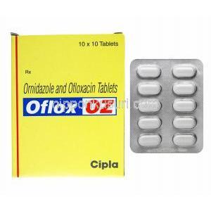 オフロックス OZ (オフロキサシン/ オルニダゾール) 箱、錠剤