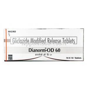 ダイアノーム OD, グリクラジド 60 mg, 錠（口腔内崩壊錠）,箱表面