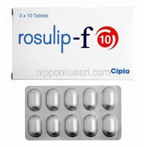ロスリップ F (フェノフィブラート/ ロスバスタチン10mg) 箱、錠剤