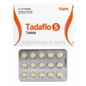タダフロ (タダラフィル) 5mg 箱、錠剤