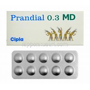 プランディアル MD (ボグリボース) 0.3mg 箱、錠剤