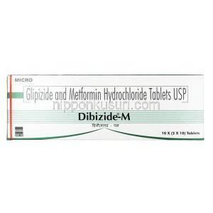 ジビジデ M, グリピジド  5mg / メトホルミン 500mg, 錠剤, 箱表面