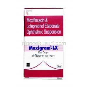 モキシグラム LX  点眼薬, ロテプレドノール 0.5%w/v / モキシフロキサシン 0.5%w/v, 点眼薬 5ml,箱表面