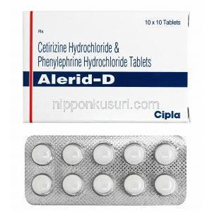 アレリッド D (レボセチリジン/ フェニレフリン) 箱、錠剤