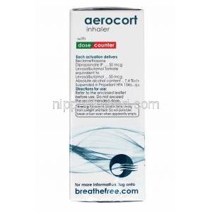 ベクロメタゾン / レボサルブタモール, Aerocort, 20 mdi 50mcg 50 mcg 吸入剤 (Cipla) 成分