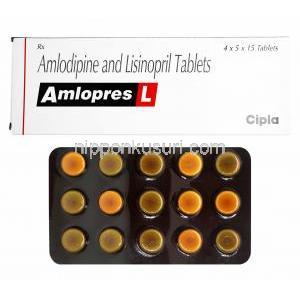 アムロプレス L (アムロジピン/ リシノプリル) 箱、錠剤