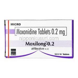 モクシロン,  モクソニジン 0.2 mg, 錠剤, 箱表面