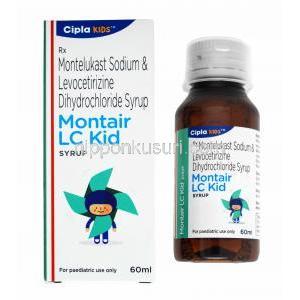 モンテアLC 小児用 内服液 (レボセチリジン/ モンテルカスト) 箱、ボトル