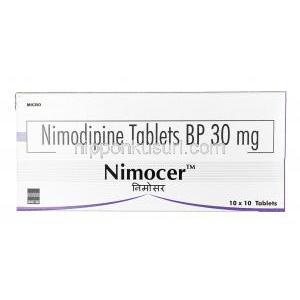 ニモサー, ニモジピン 30 mg,錠剤, 箱表面